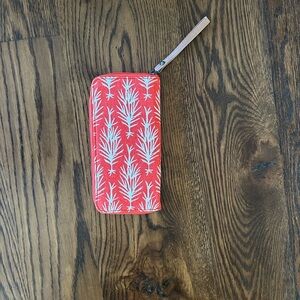 New John Robshaw coral  and White Wallet with gift Box